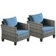 preview thumbnail 14 of 24, Ovios 2-piece Outdoor High-back Wicker Single Chairs Denim Blue
