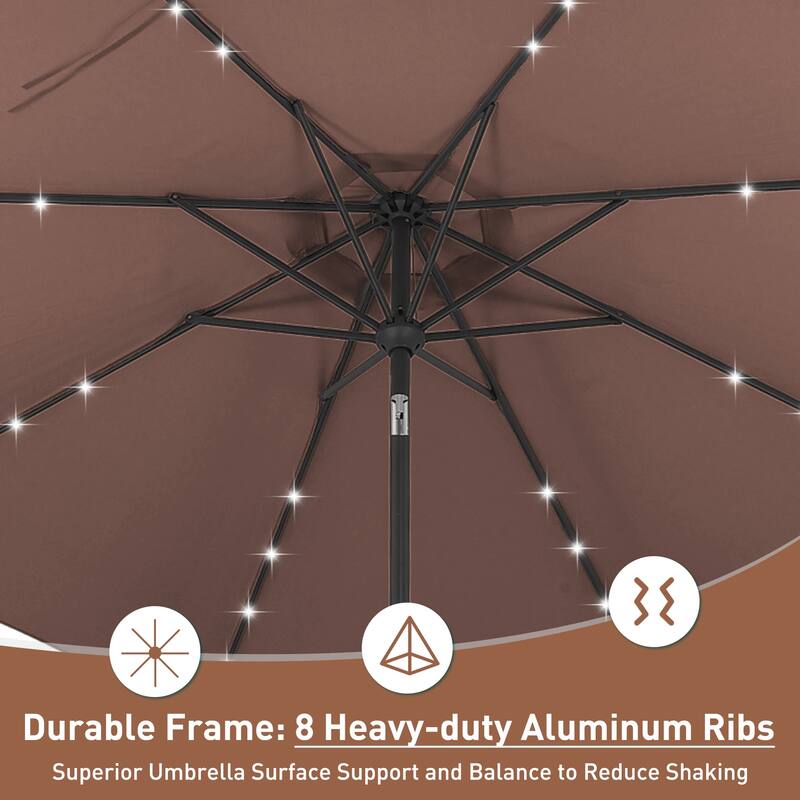 Autlaycil 10FT Solar Power LED Lights Patio Umbrella