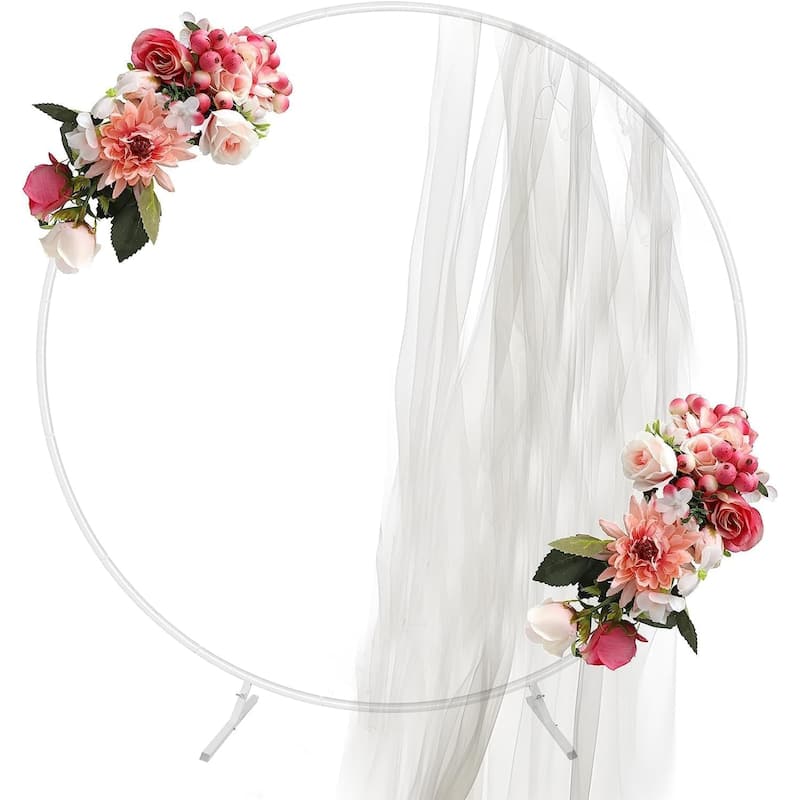 Round Backdrop Stand for Wedding Birthday Party Decoration - White - Large