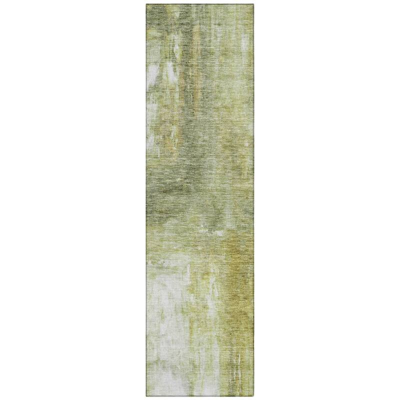 Machine Washable Indoor/ Outdoor Abstract Watercolor Chantille Rug