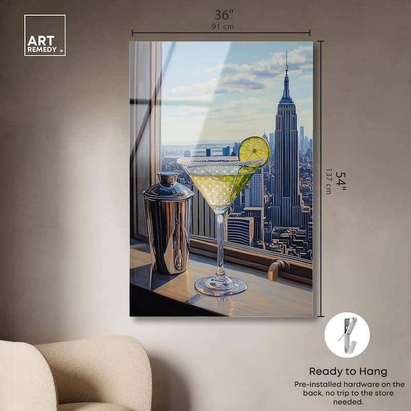 Classy Drink in NYC Acrylic by Art Remedy, Ready to Hang