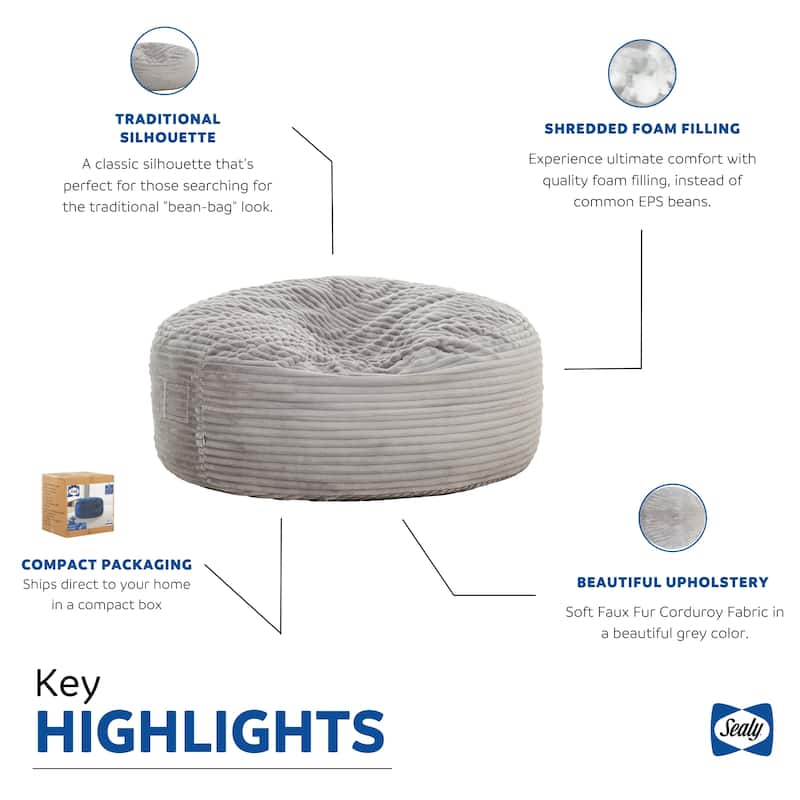 Sealy® Kade 6ft Faux Fur Foam Bean Bag