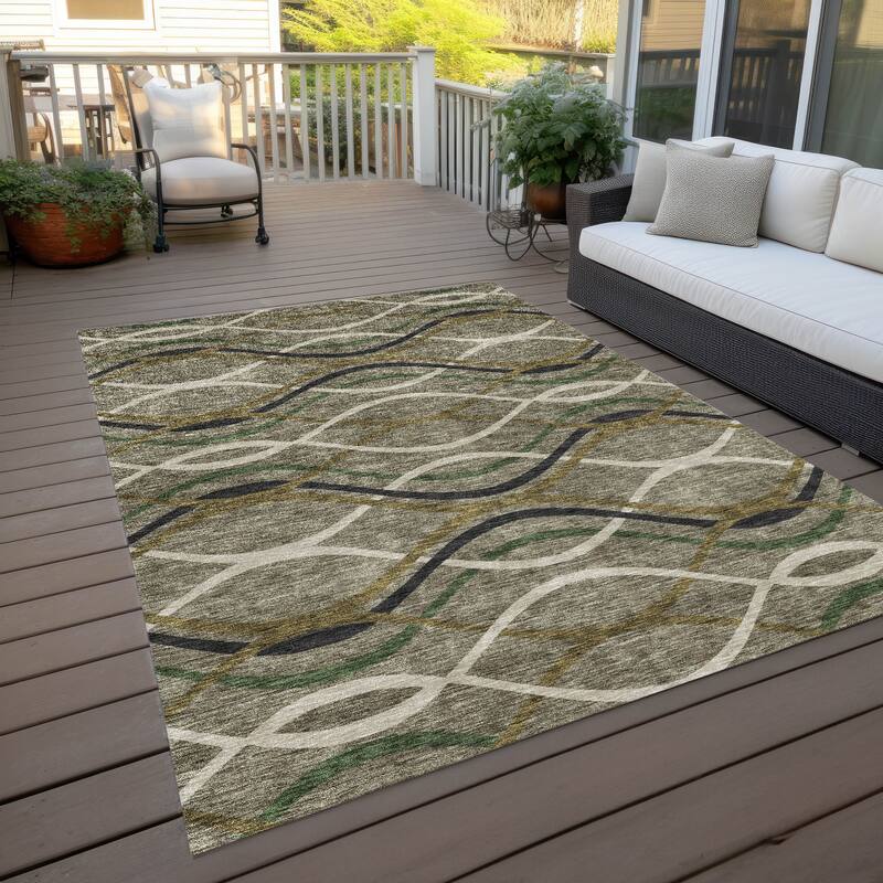 Machine Washable Indoor/ Outdoor Chantille Contemporary Deco Rug