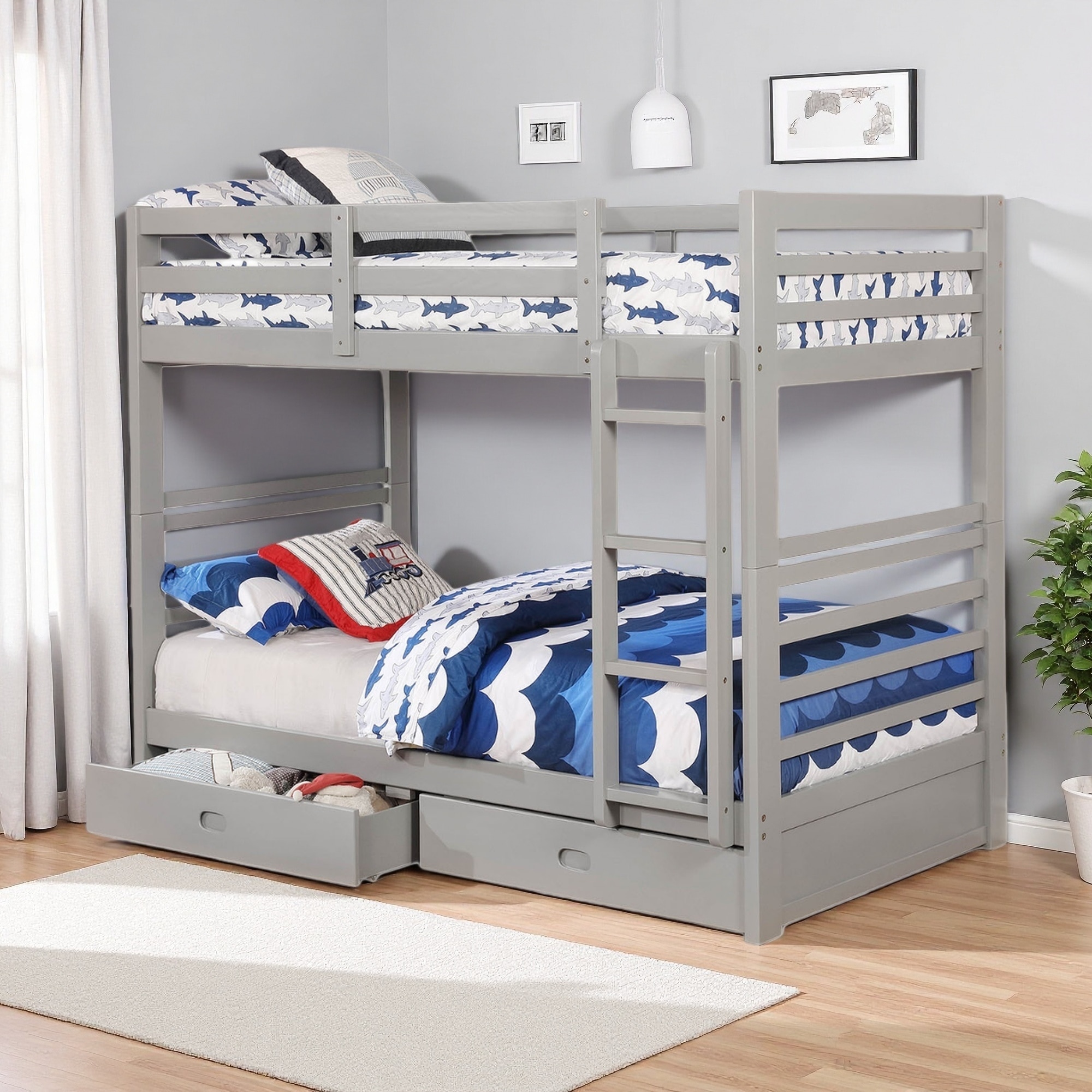 Twin over Twin Wood Bunk with Drawers