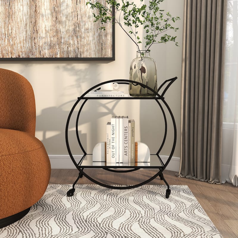 Metal Contemporary Bar Cart with Wheels