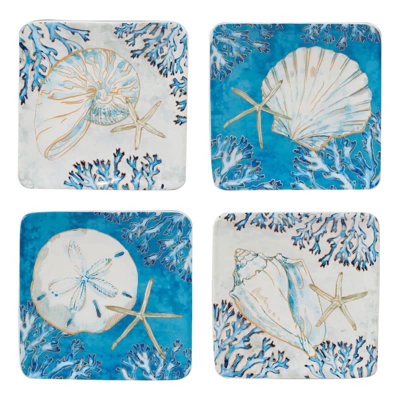 Certified International Playa Shells 6-inch Canape/Luncheon/Dessert Plates, Set of 4