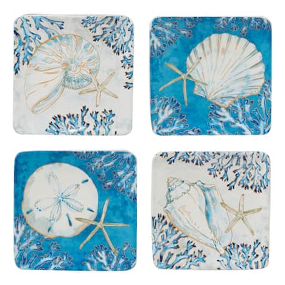 Certified International Playa Shells 6-inch Canape/Luncheon/Dessert Plates, Set of 4