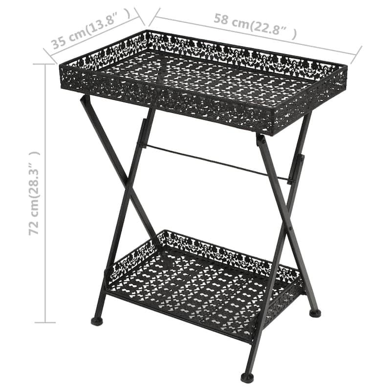 vidaXL Folding Tea Table Vintage Style Metal 22.8"x13.8"x28.3" Black