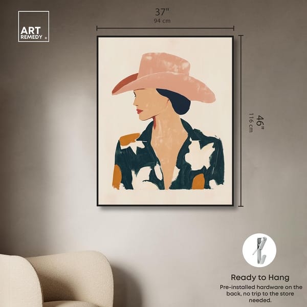 dimension image slide 19 of 20, Woman in the Pink Hat Canvas by Art Remedy