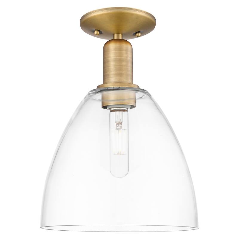Innovations Lighting 716-1C-13-9 Bristol Semi-Flush Bristol 9" Wide - Brushed Brass / Clear