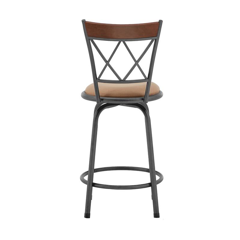 Verona Swivel Adjustable Sheen Black Finish X-Back Metal and Wood Trim 3pc Pack Stools by iNSPIRE Q Classic