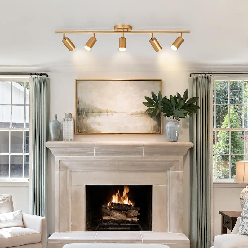 Modern Farmhouse 4/5-Light Gold Linear Ceiling Track Lighting Flush Mount Light