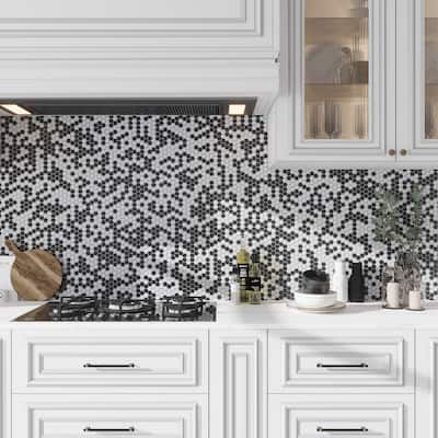 Apollo tile 11 x 12 Noir Luxe Tumbled Eastern Black and White Marble Tile (4.83 sq ft/case) - 5 Pack