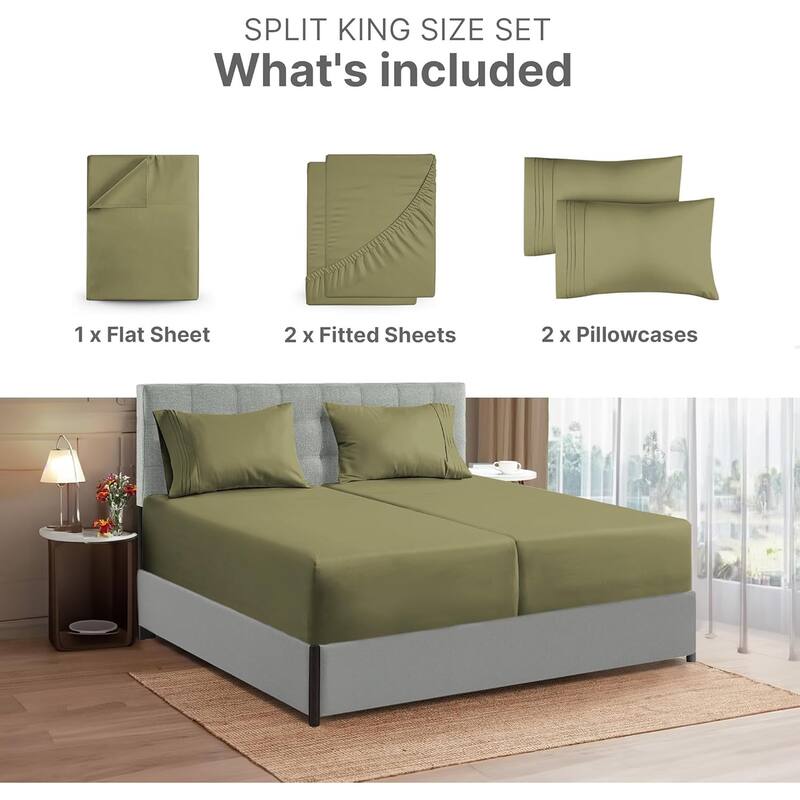 CGK Linens 4 Piece Solid Microfiber Extra Deep Pocket Bed Sheet Set