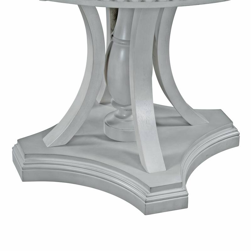 5 Piece Kitchen Dining Table Set, Extendable Round Dining Table Set with Wooden Round Table and 4 Upholstered Chairs