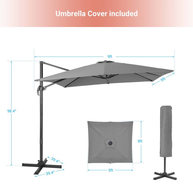 AOOLIMICS 9x9FT Aluminum Cantilever Umbrella with SolutionDyed Fabric Bed Bath & Beyond