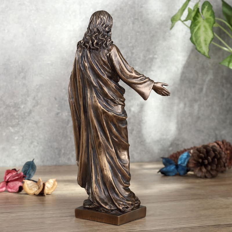 10.04" H SACRED HEART OF JESUS WITH OPEN ARMS (MBZ+COLOR) Cold Cast Bronze - 3.15"x5.71"x10.04"