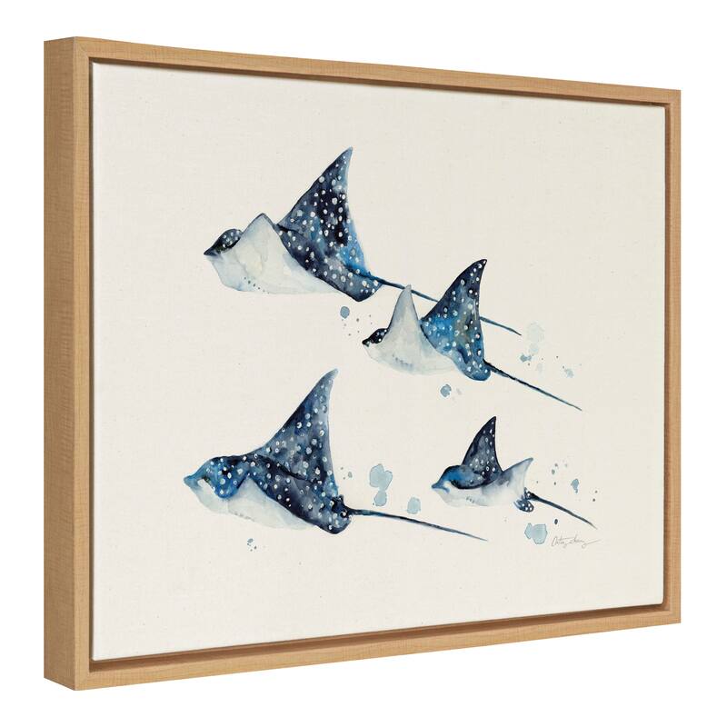Kate and Laurel Sylvie Eagle Ray Family Framed Canvas by Cathy Zhang