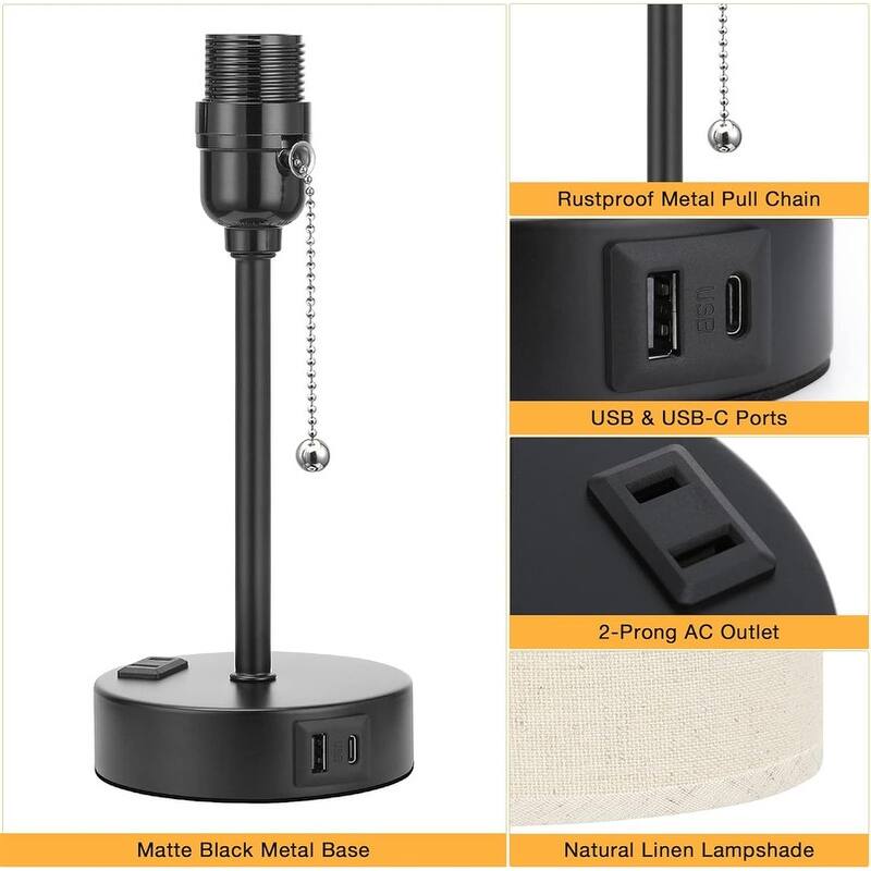 Small Bedside Table lamp for Bedroom - 3 Color Temperatures