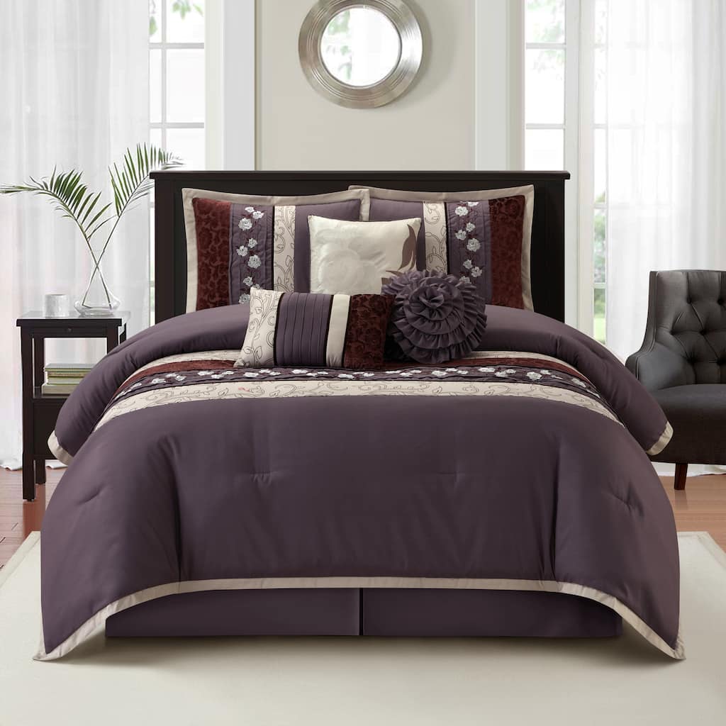 Nanshing Stella Purple 7-piece Bedding Comforter Set
