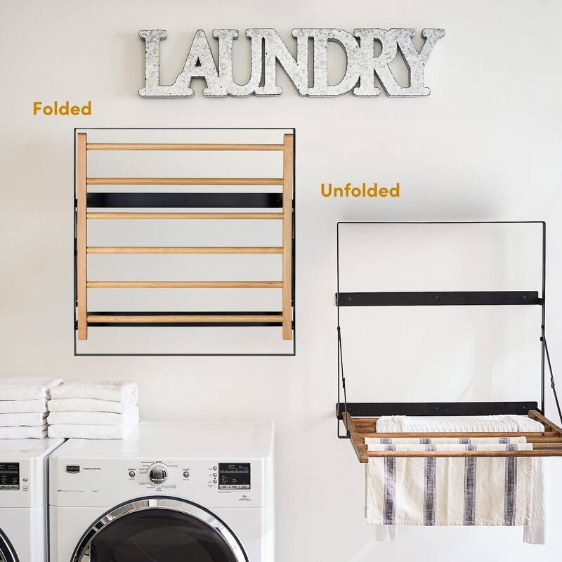 Wall Mounted Clothes Drying Rack Laundry Drying Rack Collapsible - Black