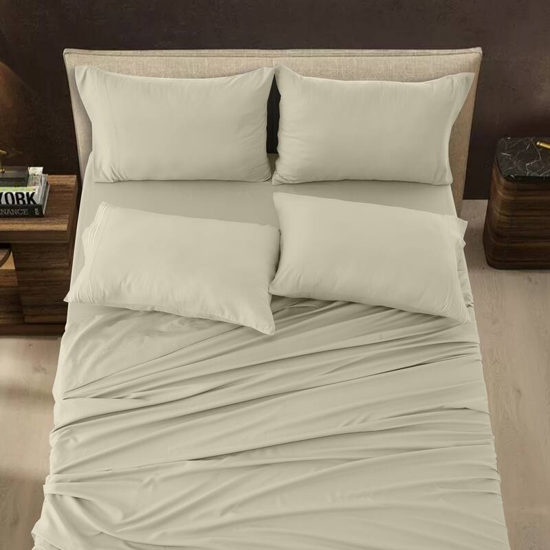 6 Piece Bed Sheet Set Deep Pocket Ultra Soft Microfiber Bedding Sheets