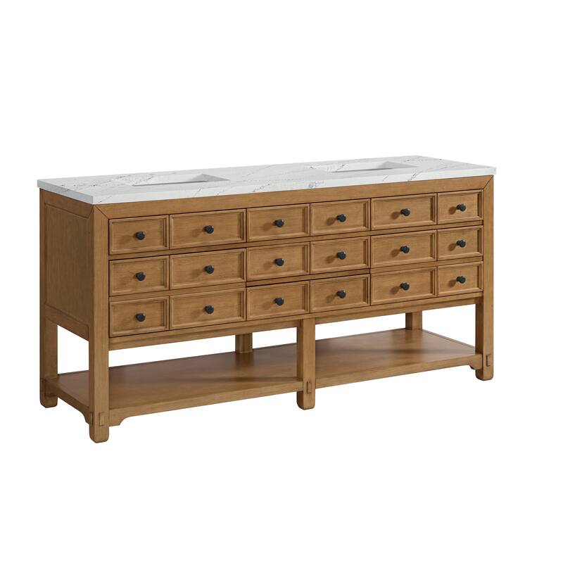 Malibu 72" Double Vanity Cabinet, Amber Birch