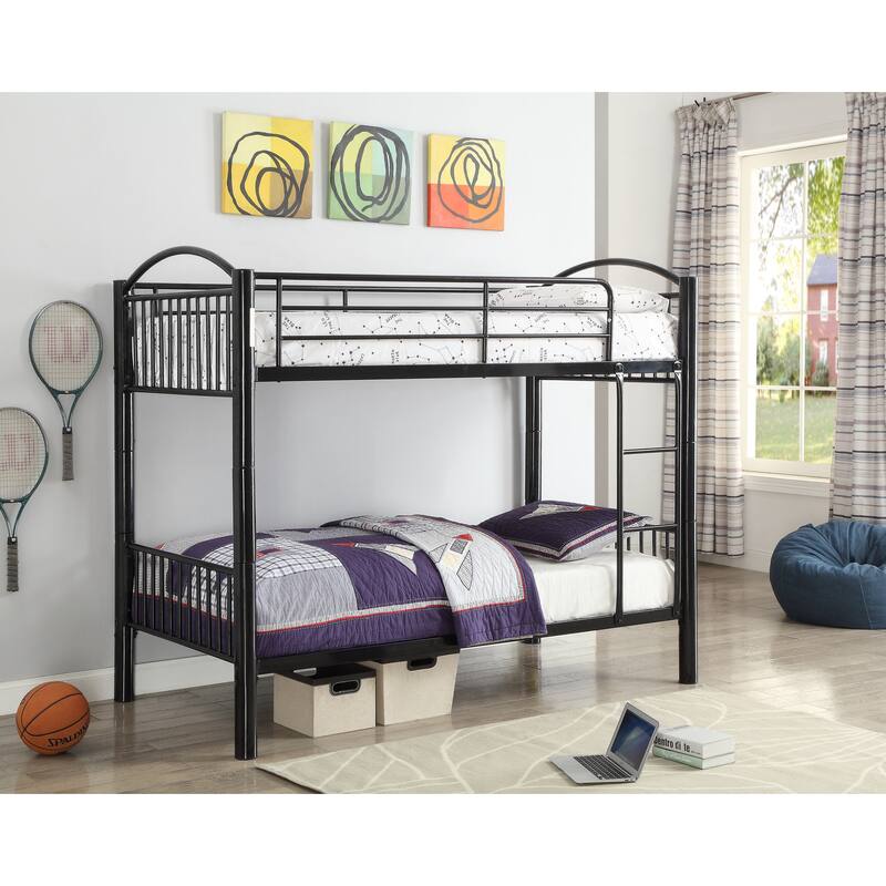 Booker Twin over Twin Bunk Bed with Ladder - Black
