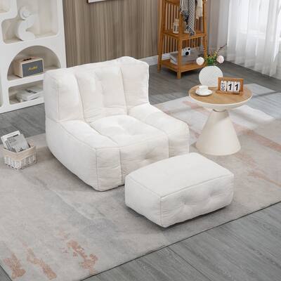 Soft Lazy Sofa Chair Comfortable Bean Bag with Ottoman
