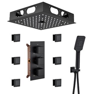 64 Colors LED Light 12 inch Ceiling Mounted Thermostatic Shower System ...