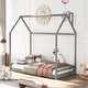 preview thumbnail 1 of 10, Twin Size Wooden House Bed with Playhouse Design ,Sturdy Pine Frame for Comfortable Sleep and Imaginative Play Spaces Grey