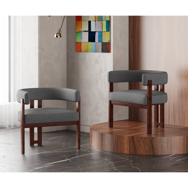 Chenille Barrel Chair Set Set of 2