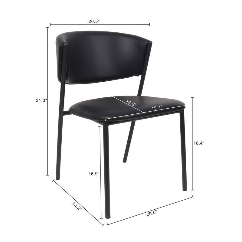 Manhattan Comfort Drift Vegan Leather Metal Side Chair - Set of 4