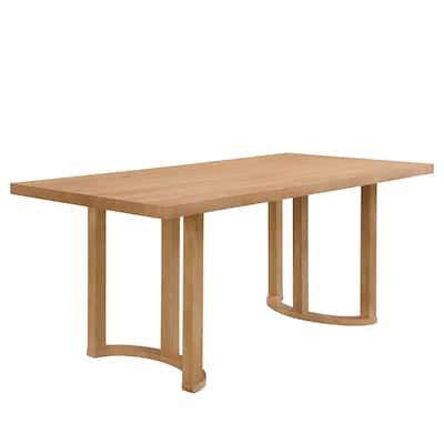 Farmhouse Design 69" Rectangular Dining Table with U-Shaped Trestle Base - Natural