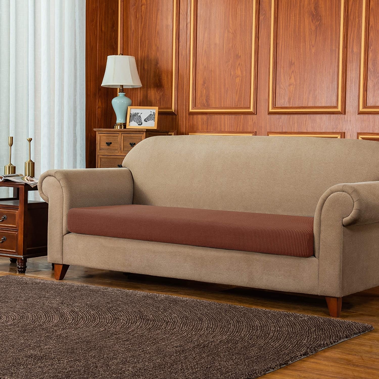 Subrtex Plaid Stretch Sofa Cushion Cover