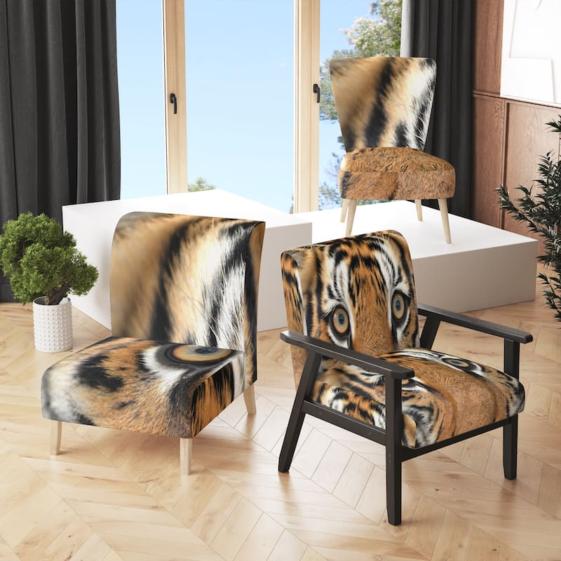 Designart "Bengal Tiger Eyes" Upholstered Modern Accent Chair - Arm Chair
