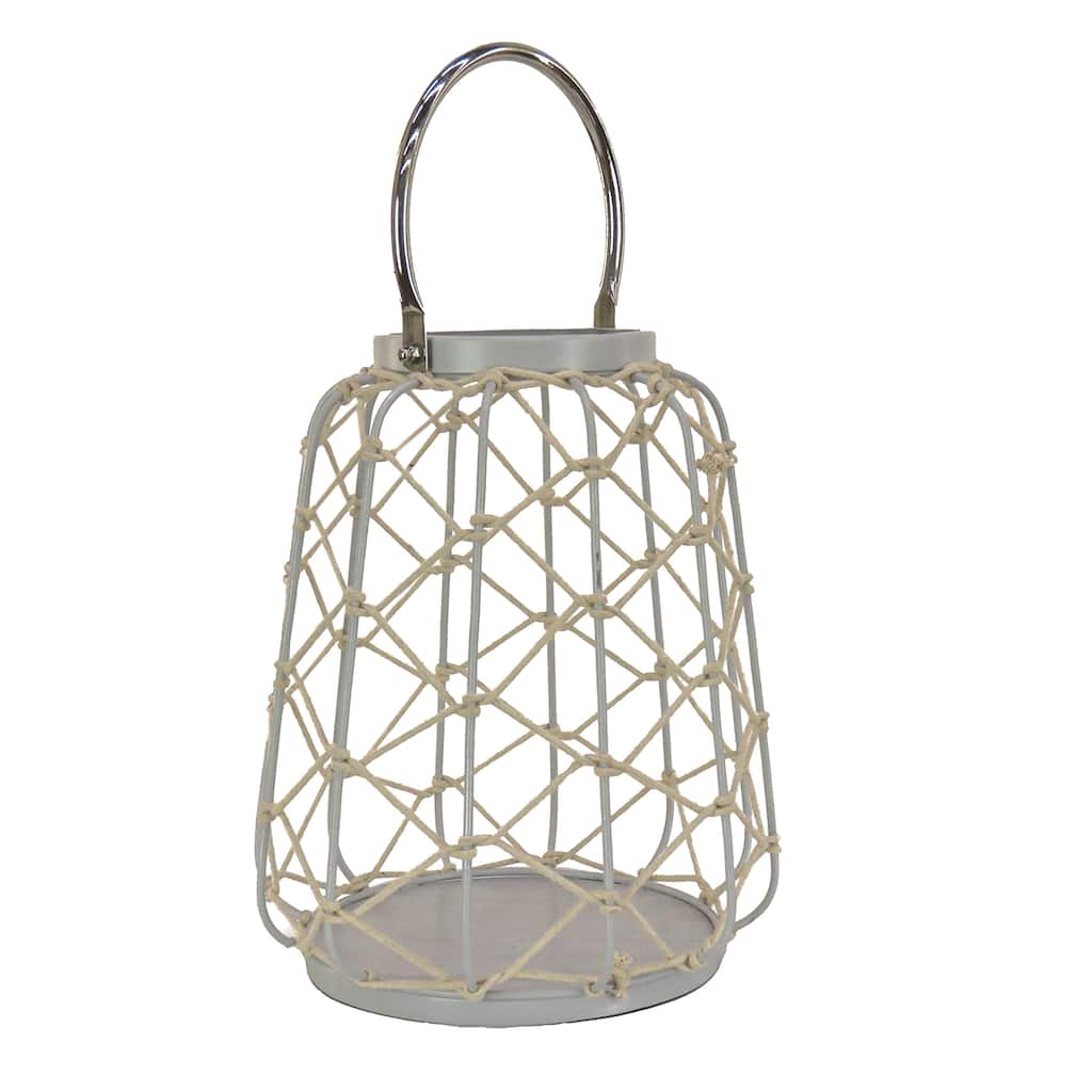 12" Candle Lantern with Rope Weave, Glacier Gray by National Tree Company - 12 in