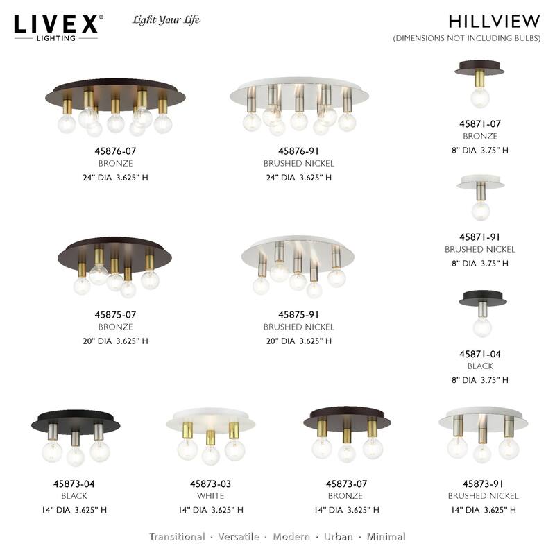 Livex Lighting Hillview 3 Light 14" Wide Semi-Flush Ceiling Fixture