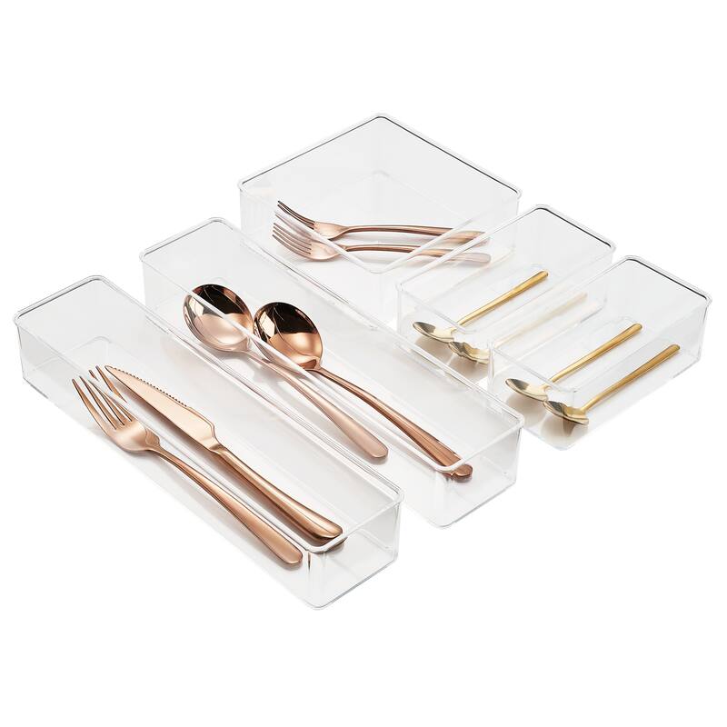 Clear Drawer Organizer Set for Kitchen Storage (5-Piece)