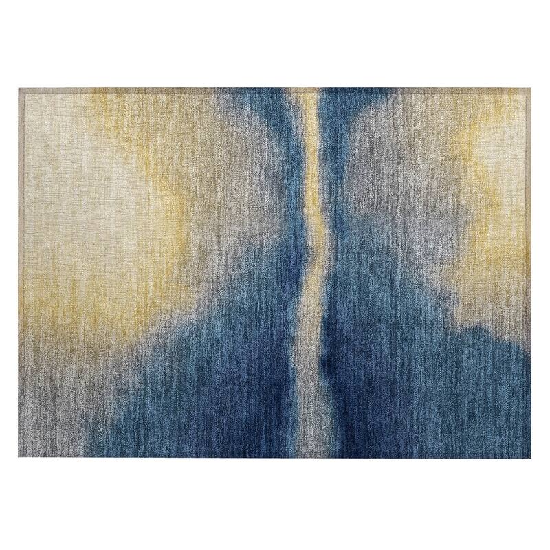 Machine Washable Indoor/ Outdoor Modern Landscape Chantille Rug