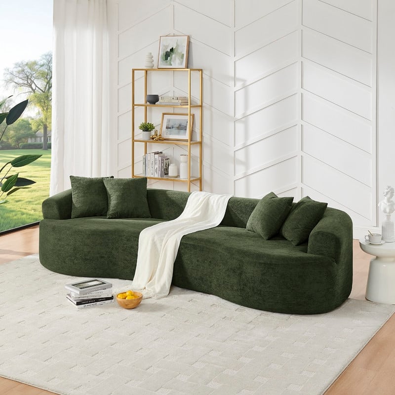 Modern Cloud 4-Seater Sectional Curved Sofa, Minimalist Compression Living Room Couch, No Assembly Needed