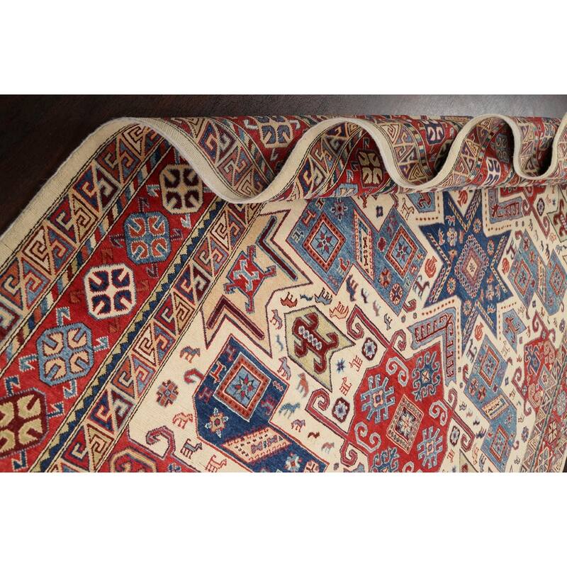 Geometric Super Kazak Oriental Vegetable Dye Area Rug Wool Handmade - 8'8" x 11'9"