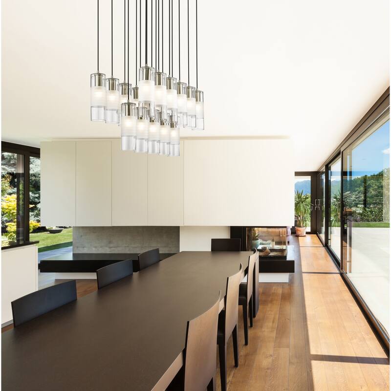 Alton 17 Light Linear Chandelier in Brushed Nickel - Brushed Nickel