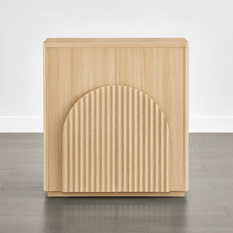 Spruce & Spring Modern Sideboard Buffet Cabinet with Wave Design