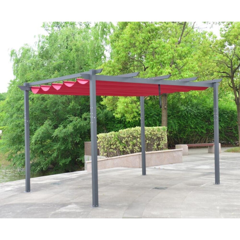 Shop Amama Burgundy 13x10 Retractable Canopy Pergola By Havenside Home Overstock 28566394