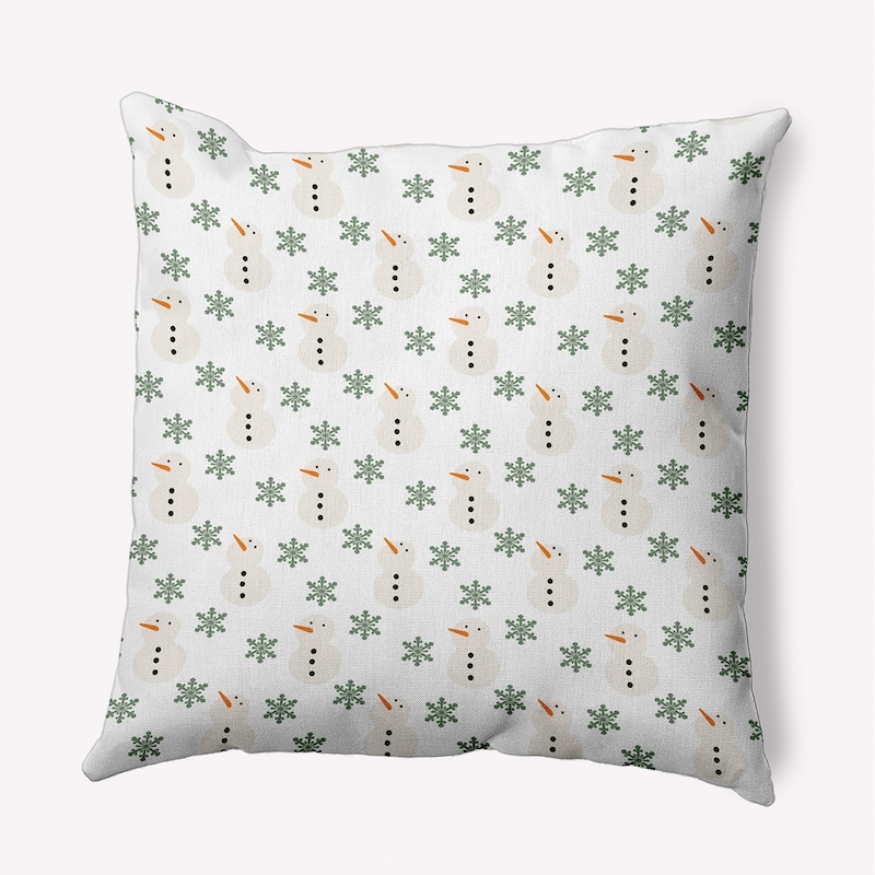 Snow Men In Snowstorm Accent Pillow - 18" x 18" - Succulent Green