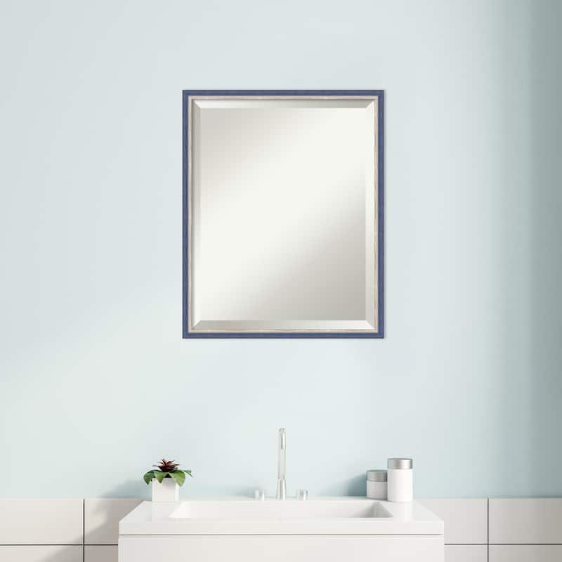 Theo Narrow Beveled Wood Framed Bathroom Vanity Wall Mirror