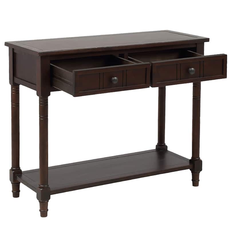 Console Table Traditional Design with Two Drawers and Bottom Shelf