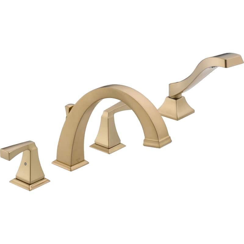 Delta Dryden Deck Mounted Roman Tub Filler Trim with Lever Handles - - Champagne Bronze