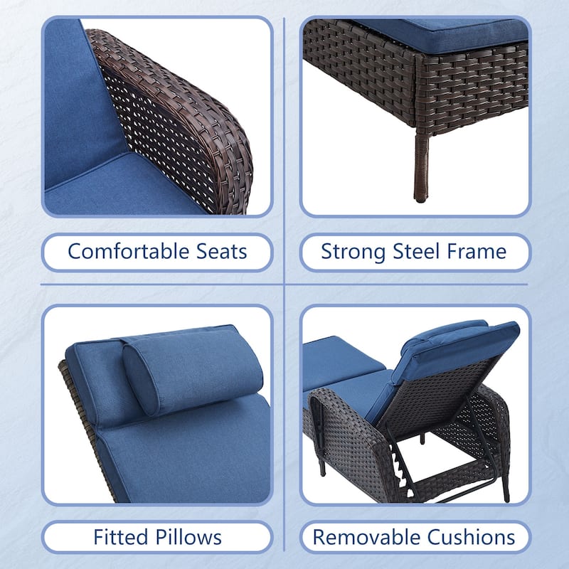 Patio Chaise Lounge with Cushion